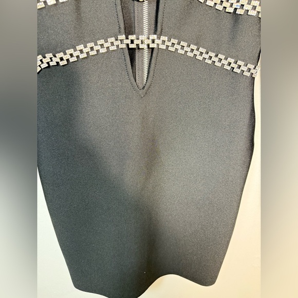 Chic Black Long Sleeve Dress with Crystal Accents - Picture 10 of 14